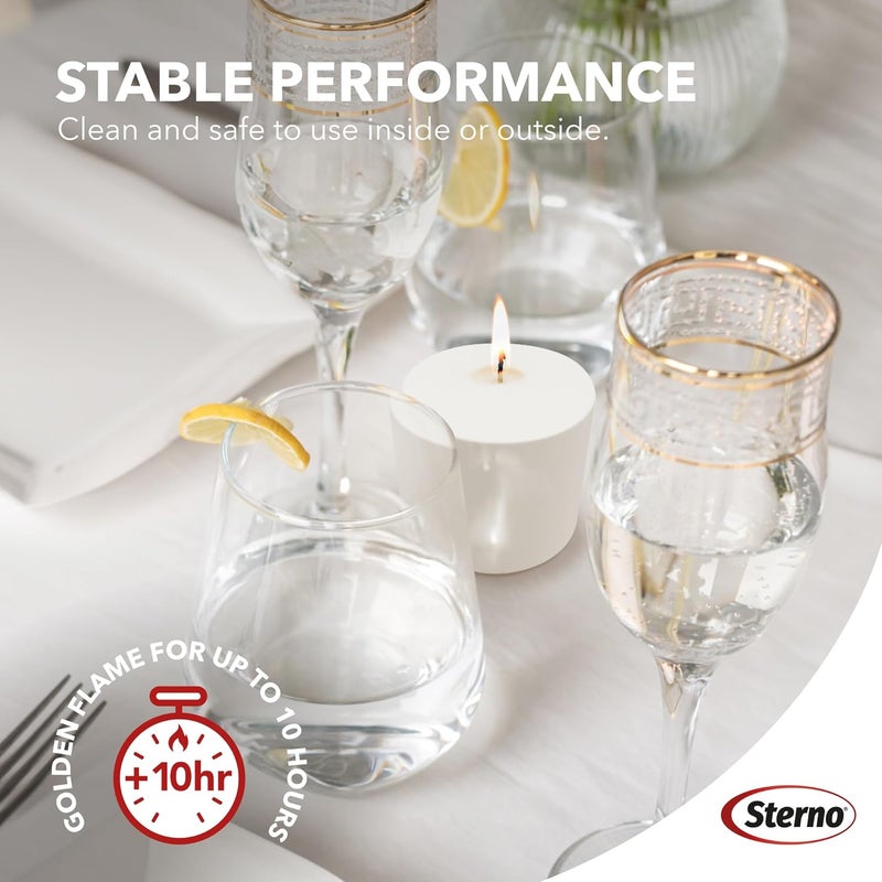 Sterno 72-Pack Votive Candles Bulk Pack - Long Lasting Tea Lights, Burns Up to 10 Hours - Unscented White Votive Candles for Indoors or Outdoors - Use as Party Decor or Centerpiece Table Decorations - Image 4